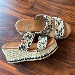 Spanish Black and Tan Woven Wedges